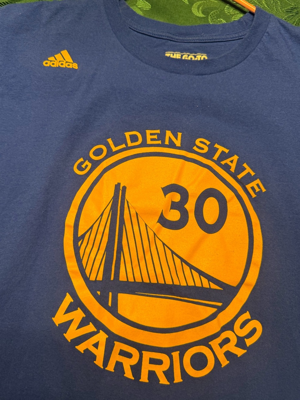 adidas Navy and Yellow Golden State Warriors Tee
